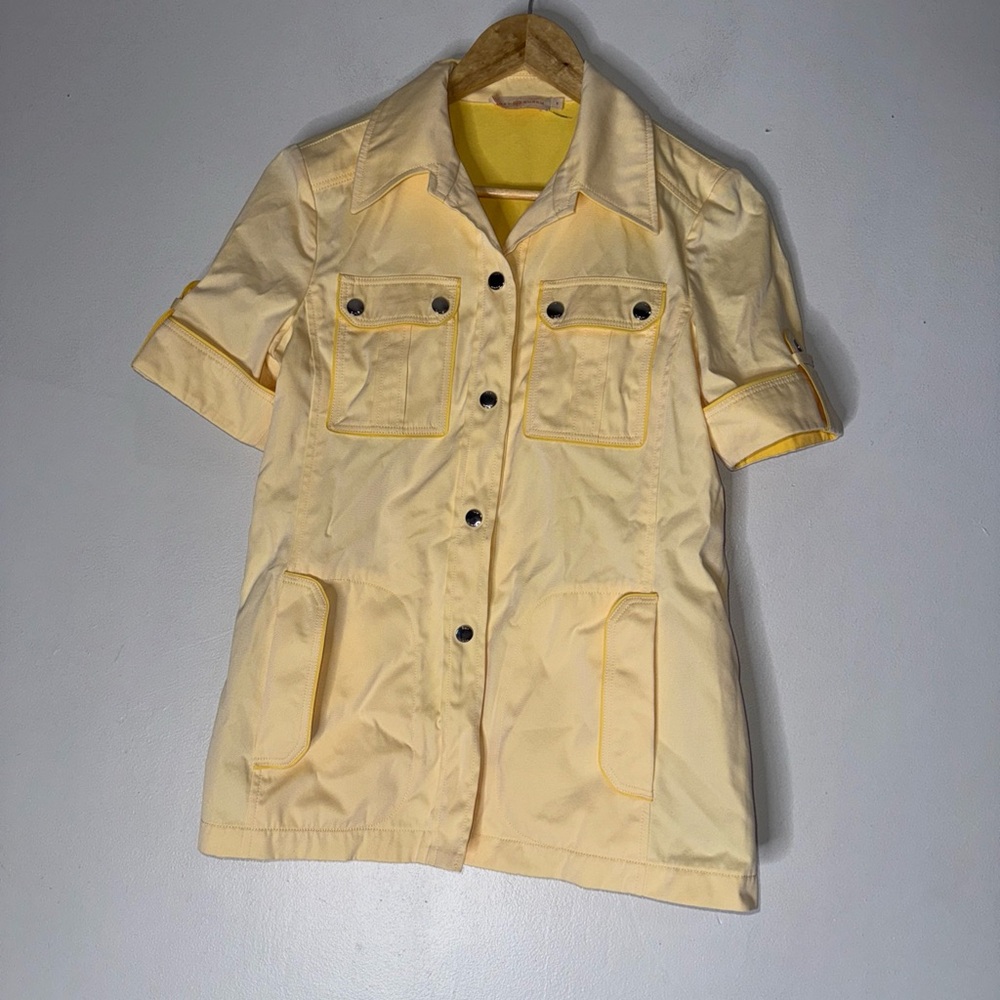 Tory Burch Butter Yellow Cotton Twill Safari‎ Shirt Size 0 (Runs Big)